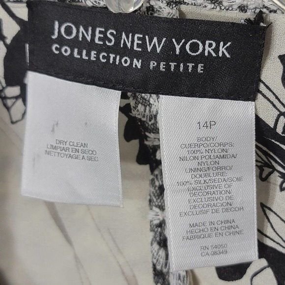 Jones New York Lace Mesh Bow 2 Hook Blazer Black/Cream 14P - Picture 4 of 12